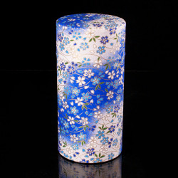 Japanische Teedose aus Washi-Papier, VENT, blau