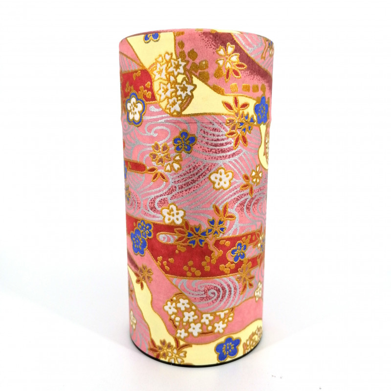 Caja de té japonesa de papel washi, SHIKISAI, rosa