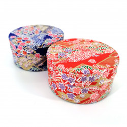 boîte à thé japonaise en papier washi, LOSANGES, rouge ou bleu
