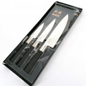 Set of 3 Japanese knives, 2 universal knives and a CHEF knife, WASABI BLACK SET