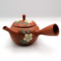 Japanese teapot tokoname kyusu, TAMAKOSAKU AKA SAKURA, red and cherry blossoms
