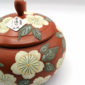 Japanese teapot tokoname kyusu, TAMAKOSAKU AKA SAKURA, red and cherry blossoms