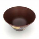 Japanese rice bowl in dark cedar wood with gold and silver lacquered cherry blossom pattern, MAKIE SAKURA