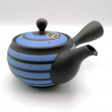Japanese teapot tokoname kyusu, GYO, black and blue lines