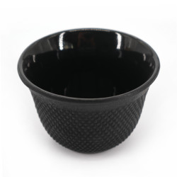 Taza japonesa de hierro fundido esmaltada en negro, ROJI ARARE