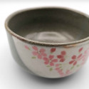 Japanische Teeschale aus Keramik, SAKURA, grau und rosa