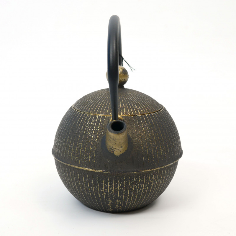 théière ronde en fonte du Japon, OIHARU TEMARI 0,5lt, noir et or
