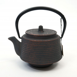 Japanese cast iron teapot from Japan, OIHARU SUJIME RIKYU 0,5lt, black and copper