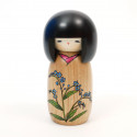 Japanese kokeshi doll forget-me-not flower stories, HANA MONOGATARI WASURENAGUSA