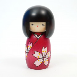 Rosa japanische Kokeshi-Puppe mit Kirschblütenmuster, HANA HA SAKURA