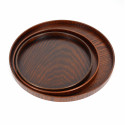 brown wooden round tray, MARUBON, dark brown