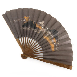 Japanese brown paper and bamboo fan, KURUMI, 22.5cm