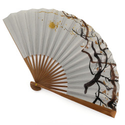 Abanico japonés de bambú y papel gris, GURE, 22,5cm
