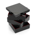 Japanese black jyubako lunch box with checkered pattern, ICHIMATSU, 15x15x17cm