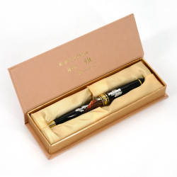 Bolígrafo japonés negro en caja patrón monte fuji, KUROFUJI, 13,3cm