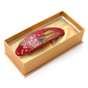 Japanische rote Haarspange aus Harz mit goldenem Schläfenmuster, KINKAKUJI, 10,5cm