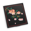 Espejo de bolsillo japonés cuadrado negro con motivo de flor de cerezo, EDSAKURA, 8cm