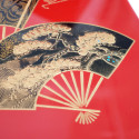 Fiambrera japonesa jyubako roja con patrón de pino bambú y ciruelo, KENROKU, 15x15x15cm