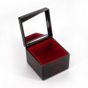 Japanische Aufbewahrungsbox aus schwarzem Kunstharz mit Fächermuster, SENMENSHUNJU, 6,5x6,5x5cm