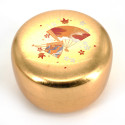 Scatola portaoggetti giapponese in resina dorata con motivo a ventaglio, SENMEN, 8,8 cm