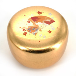 Japanese golden resin storage box with fan pattern, SENMEN, 8.8cm