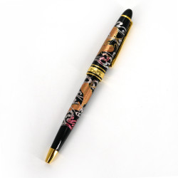 Japanese black resin ballpoint pen in dragon design box, RYU, 130mm