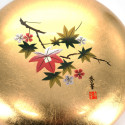 Scatola portaoggetti rotonda giapponese in resina dorata con motivo a fiori di ciliegio e foglie d'acero, HANAICHIMONME, 12 cm