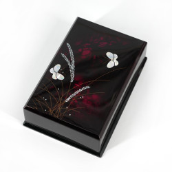 Caja japonesa de resina negra con motivo de mariposa, MUSASHINO, 9,5x8x2,8cm
