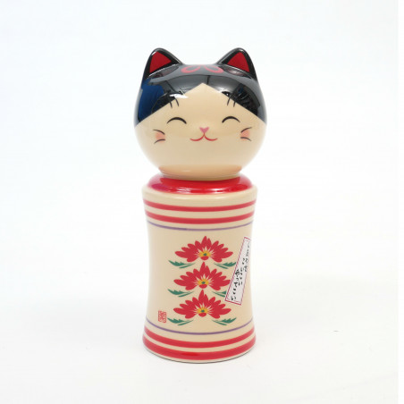 Ceramic kokeshi doll cat, KASANEGIKU-L, 13cm