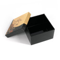 Boîte de rangement japonaise noire et or en résine motif fleurs, HANANO, 10x10x7cm