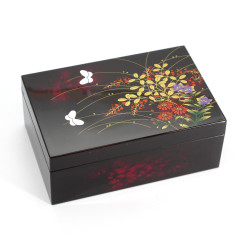Japanese black resin storage box with butterfly motif, MIYABINO, 13.4x8.9x5.2cm