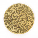 Japanese cast iron black and gold trivet, RYU, dragon, 14cm