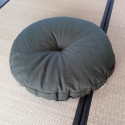 Round meditation cushion, ZABUTON, green DENIM fabric
