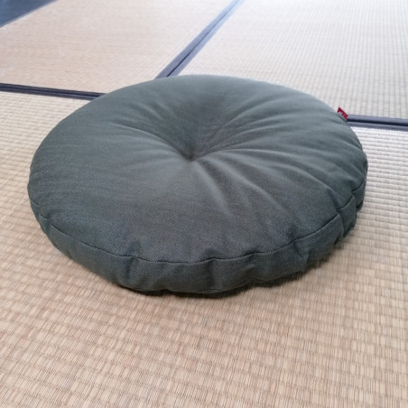 Round meditation cushion, ZABUTON, green KHAKI fabric