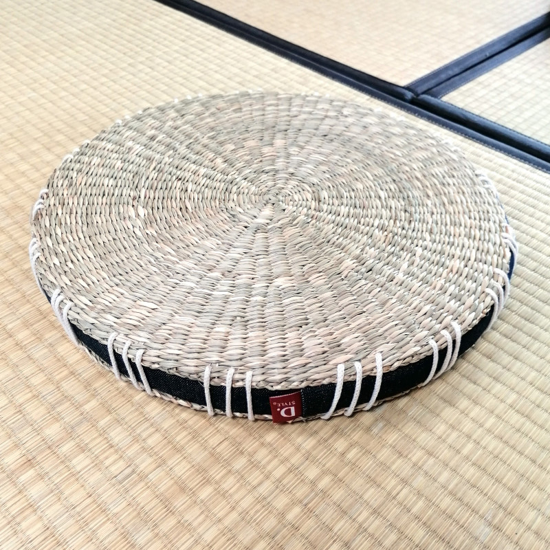 Japanese round cushion Zabuton in rice straw Ø40 x 3cm