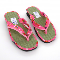 Par de sandalias japonesas de zori para mujer, GOZA 2530C, rosa