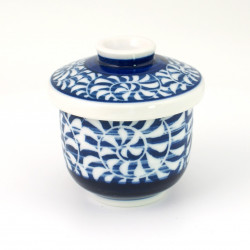 tasse bleu blanc à thé avec couvercle en céramique 1113234