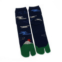 Calcetines tabi japoneses de algodón con estampado del monte Fuji, FUJI, color a elegir, 25-27cm