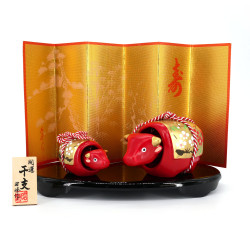 Japanisches rotes Akabeko-Kuh-Ornament, AKABEKO OYAKO, 7 cm