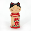 Ceramic kokeshi doll cat, KIKU, 9 cm