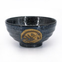 Cuenco de arroz de cerámica japonesa, IGETA, negro y marrón