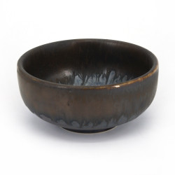Pequeña vasija de cerámica japonesa, de color marrón y con gotas - SHIZUKU