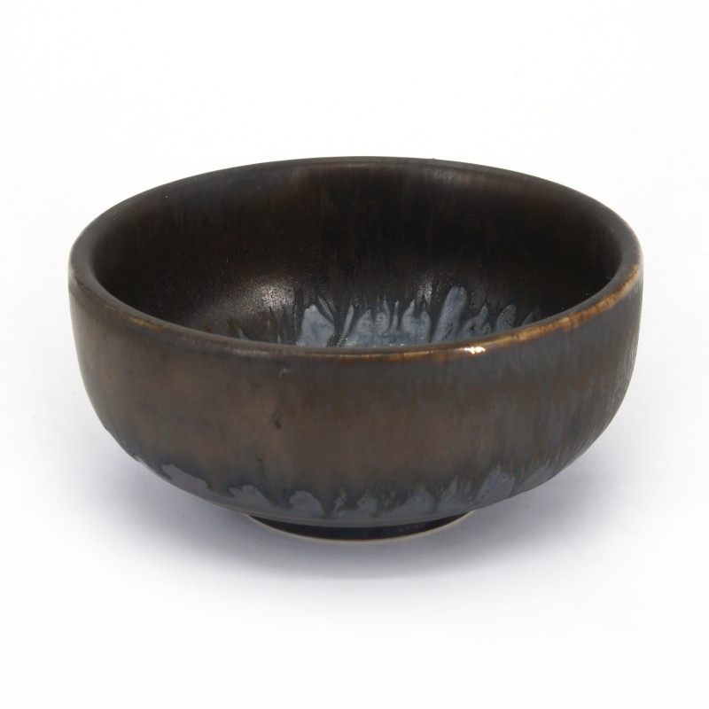 Small japanese ceramic vessel, brown and drips - SHIZUKU