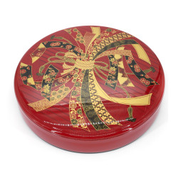 Boîte à repas japonaise compartimentée rouge motif noeud de rubans, NOSHI, 31cm