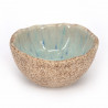 Pequeña vasija de cerámica japonesa, beige y azul - KICHO