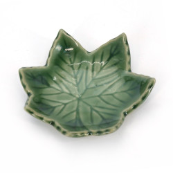 Small Japanese ceramic vessel, green leaf, SOSU