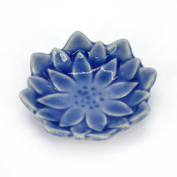 Pequeña vasija de cerámica japonesa, loto azul, SOSU