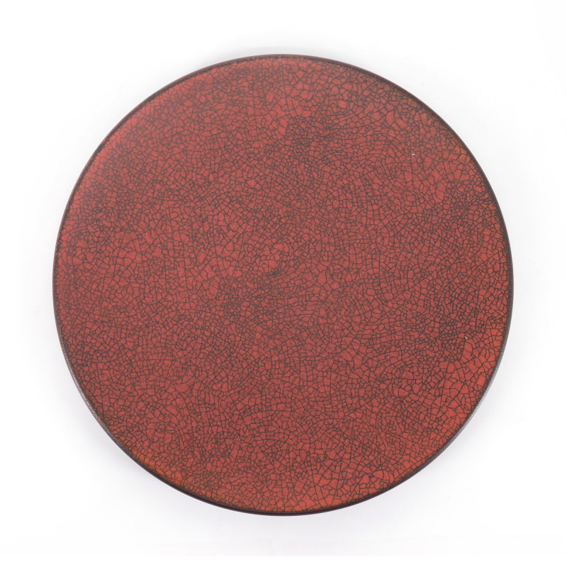 Japanese round plate, AKAKURO, red cracks