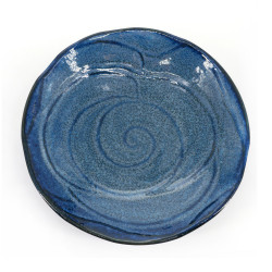 Kleiner runder japanischer Teller aus Keramik, dunkelblau - JIMINA - 21cm