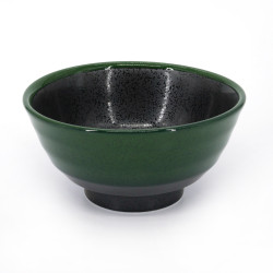 Cuenco de cerámica japonesa, MIDORIKURO, negro y verde